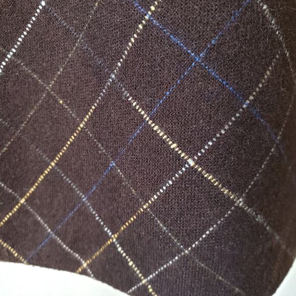 VTG Y2K Brown Wool Plaid Knee Skirt 6 Academia Rory Gilmore Preppy Prep School - Picture 2 of 14